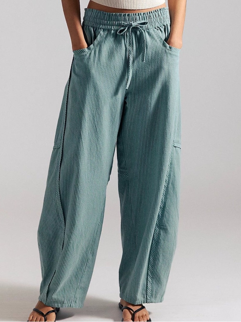 NWT FREE PEOPLE Something Good Pull-On Barrel Pants | Green MSRP $98 Size XL